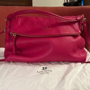 Kate Spade fuchsia leather shoulder strap bag